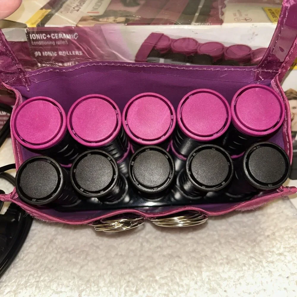 Remington Compact Ceramic Hot Rollers 10 Ionic Rollers‎ J-Clips Travel Case